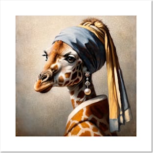 Wildlife Conservation - Pearl Earring Giraffee Meme Posters and Art